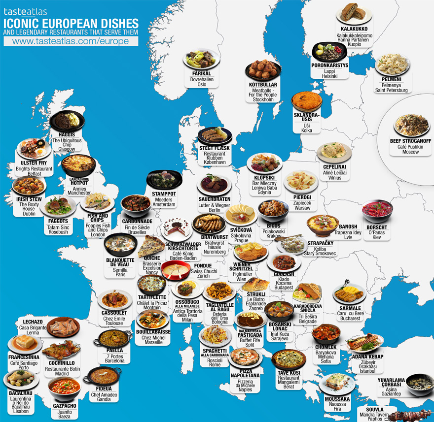 15+ mapas que mostram as melhores comidas ao redor do mundo