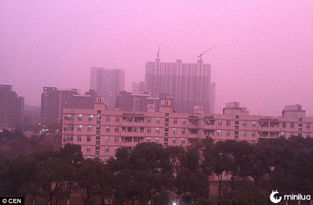 Pink Sky Smog China
