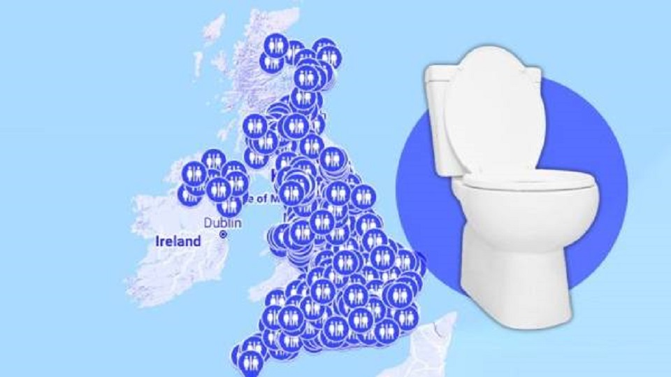 Dois irmãos criaram um mapa mostrando os banheiros públicos abertos da Grã-Bretanha