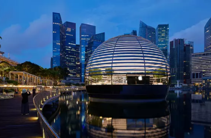 Apple está abrindo loja flutuante futurista em Cingapura esta semana